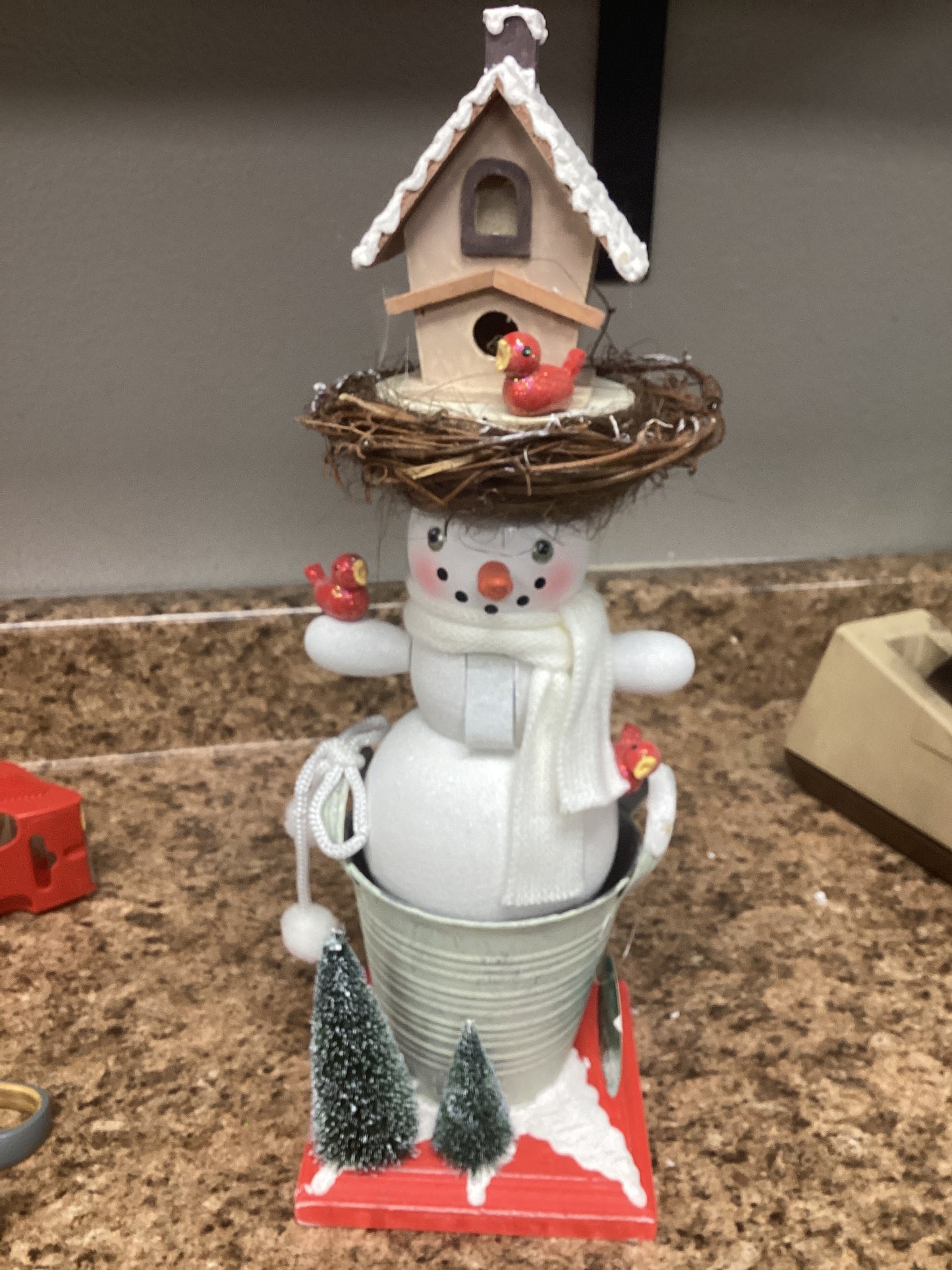 Snowman Birdhouse Hat nutcracker