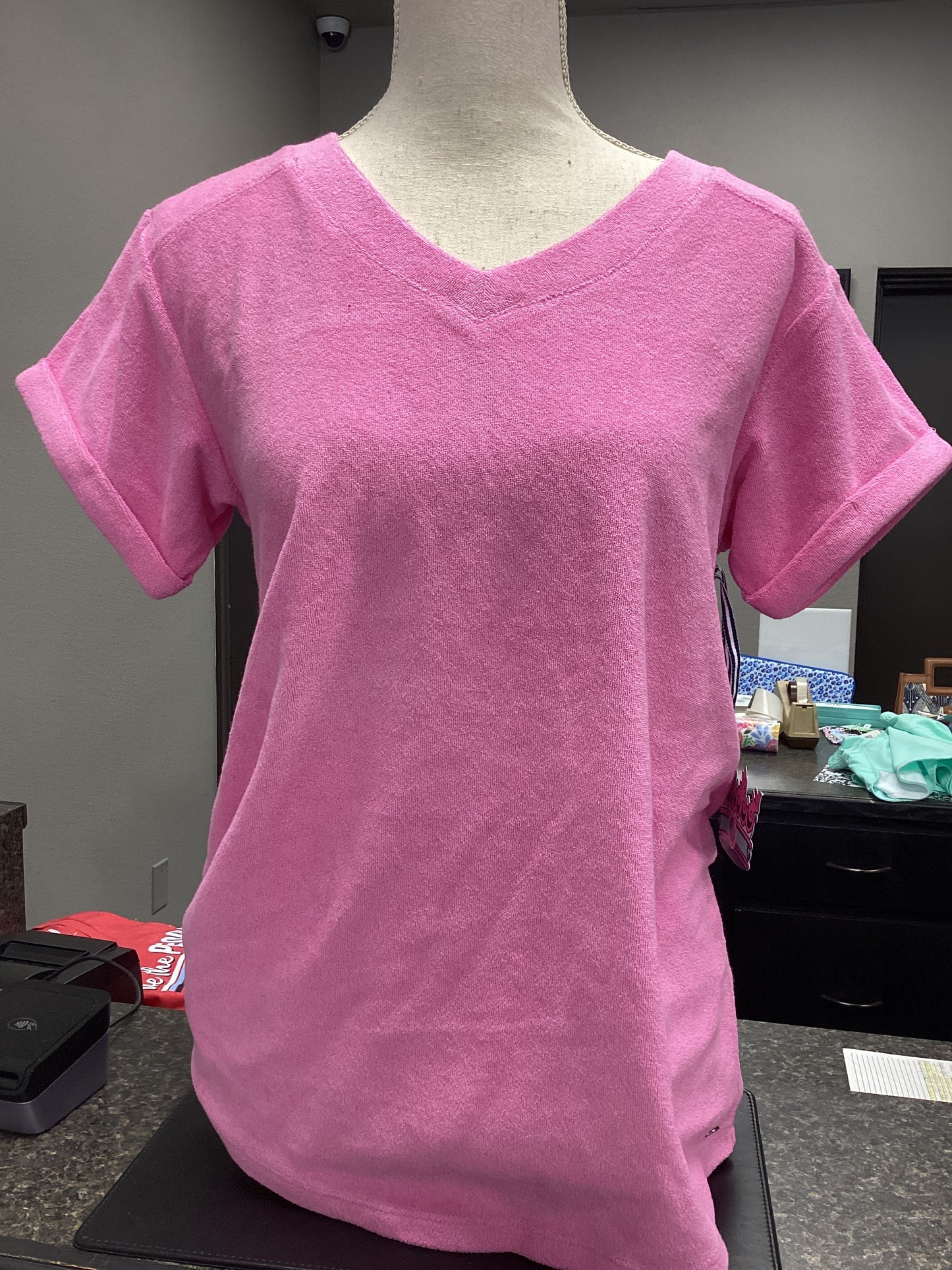 Terry V-neck - Happy Pink - Large