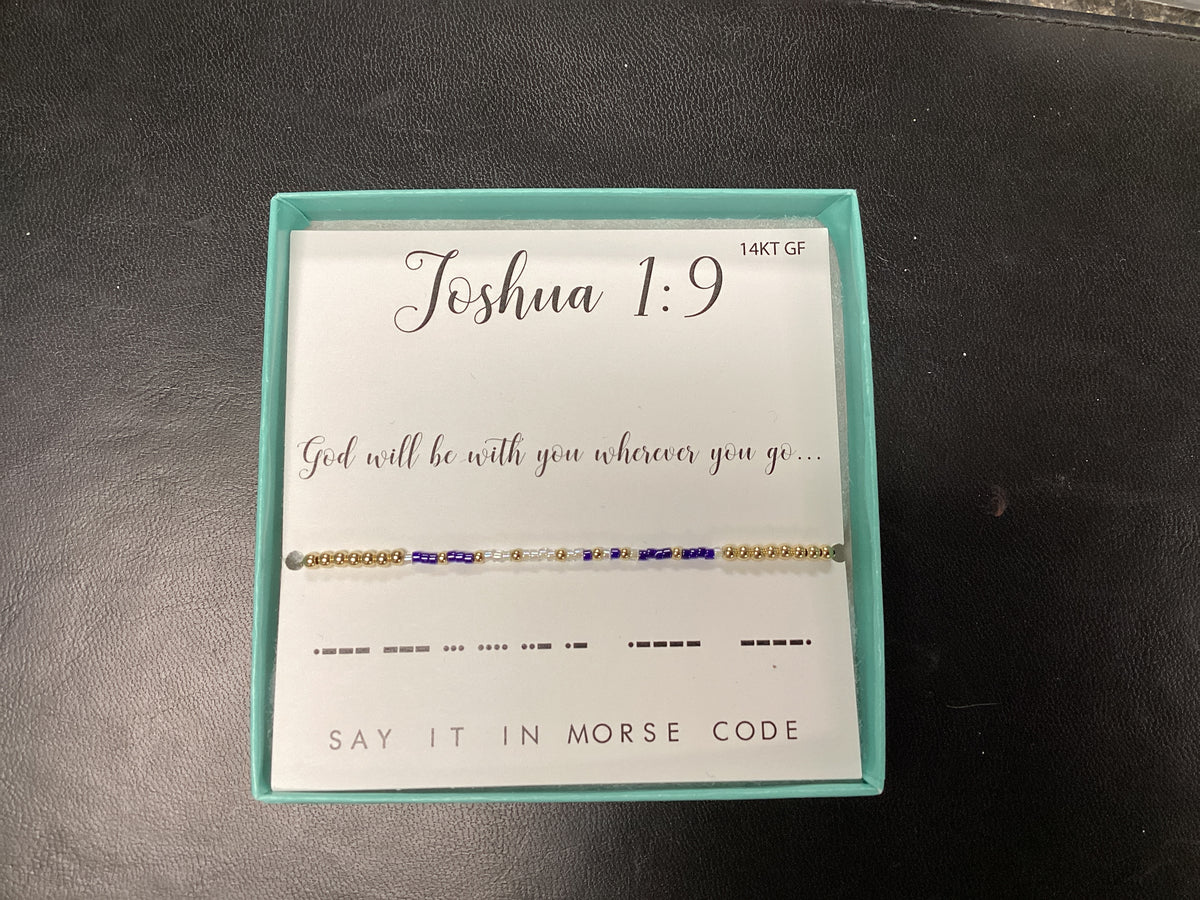 Joshua 1:9 Morse Code Beaded Bracelet