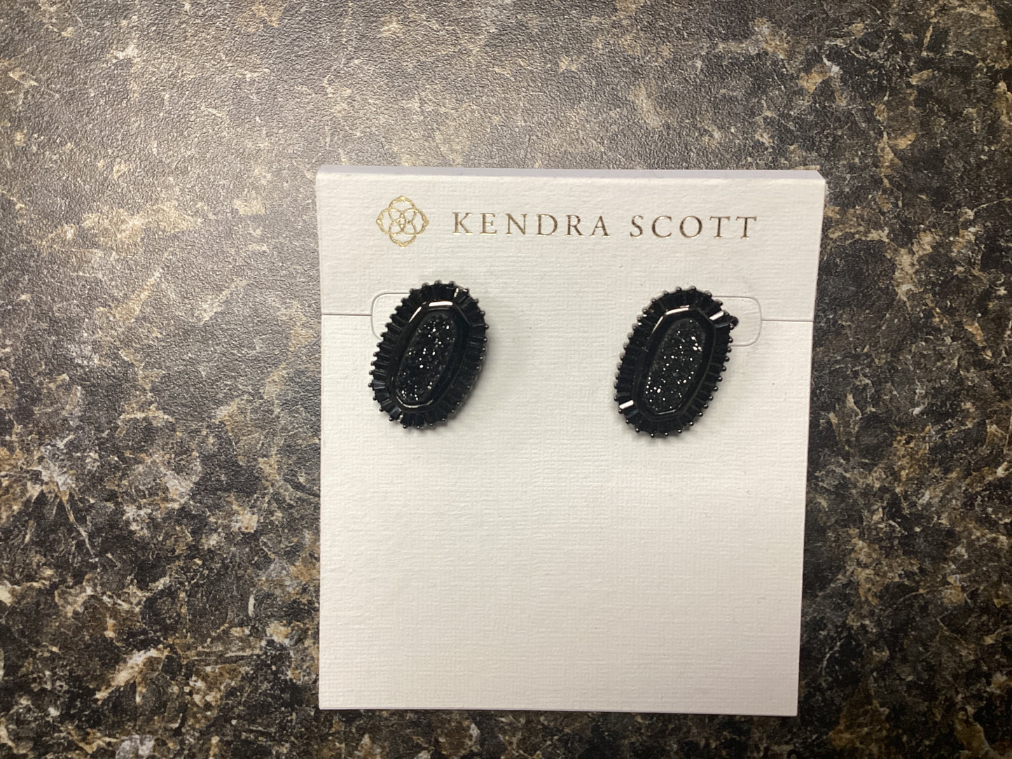 Ellie gunmetal black drusy earring