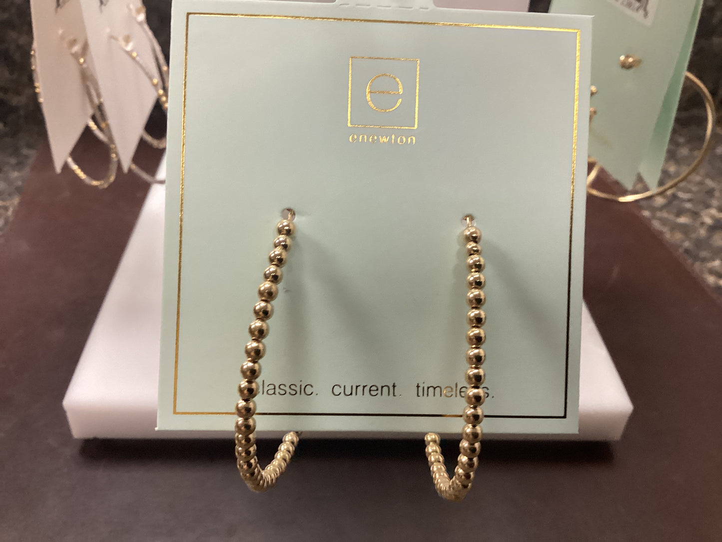 Classic Bead gold 1.75 post hoop earrings