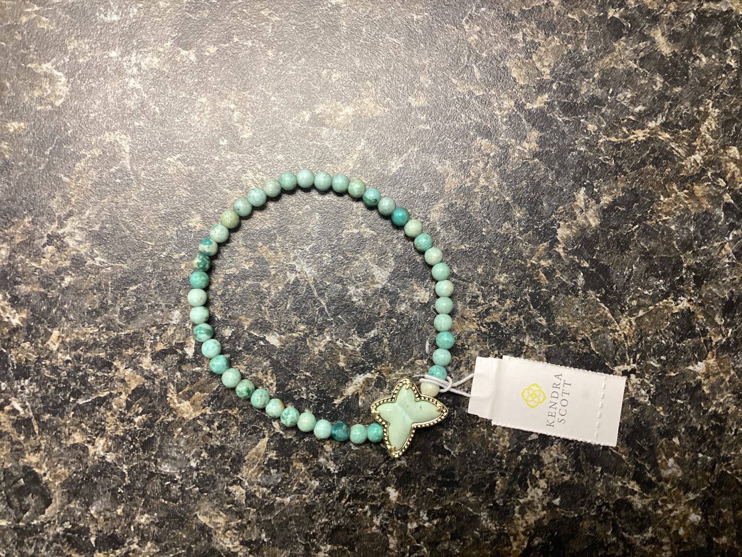 Lillia gold beaded sea green bracelet