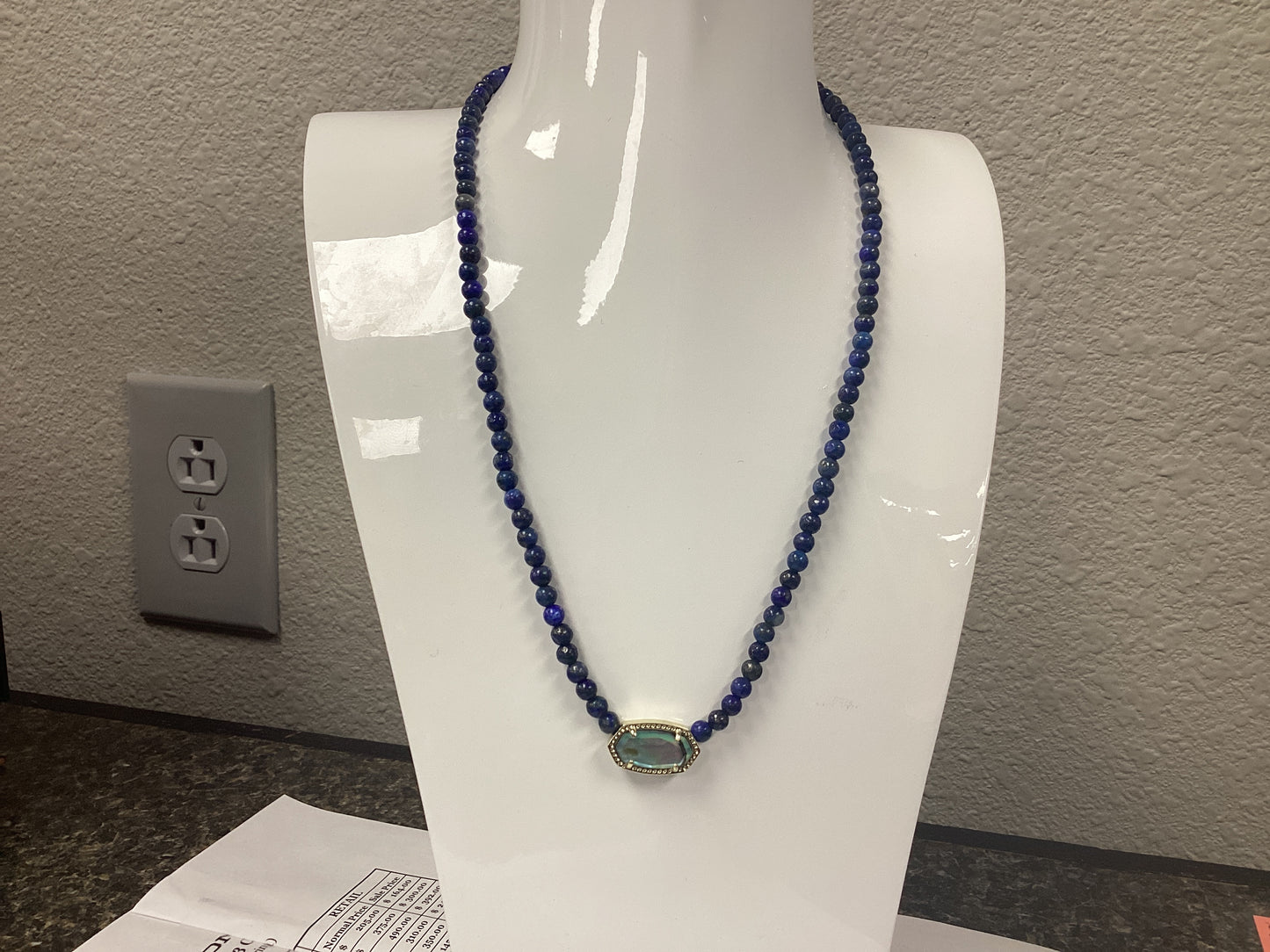 Elisa gold beaded blue mix necklace