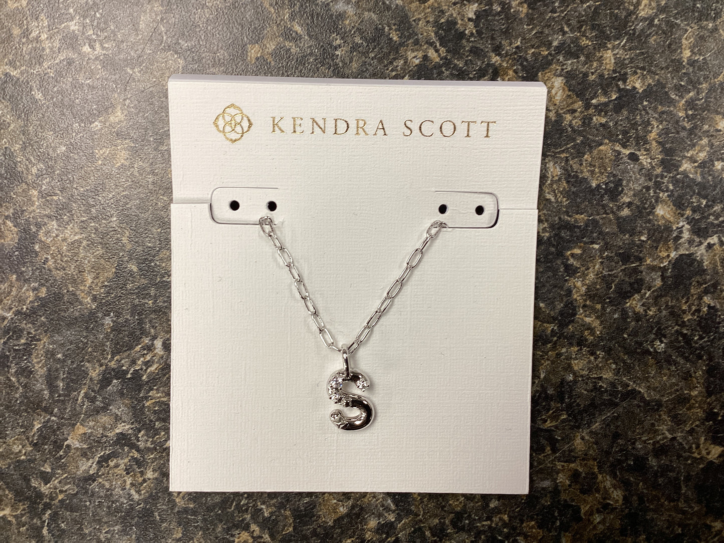 Letter S silver crystal necklac