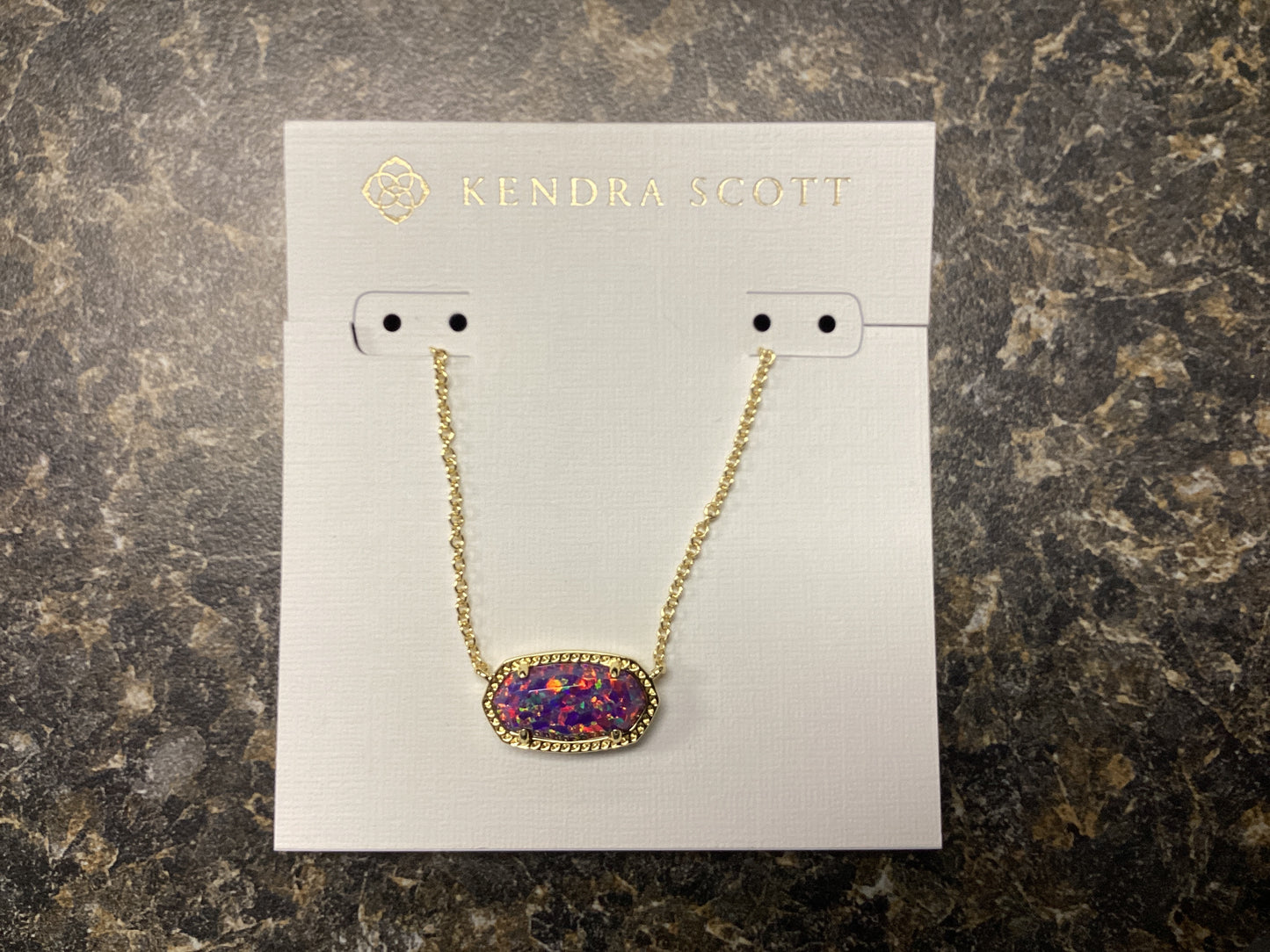 Elisa Gold Dark Lavender Opal Necklace