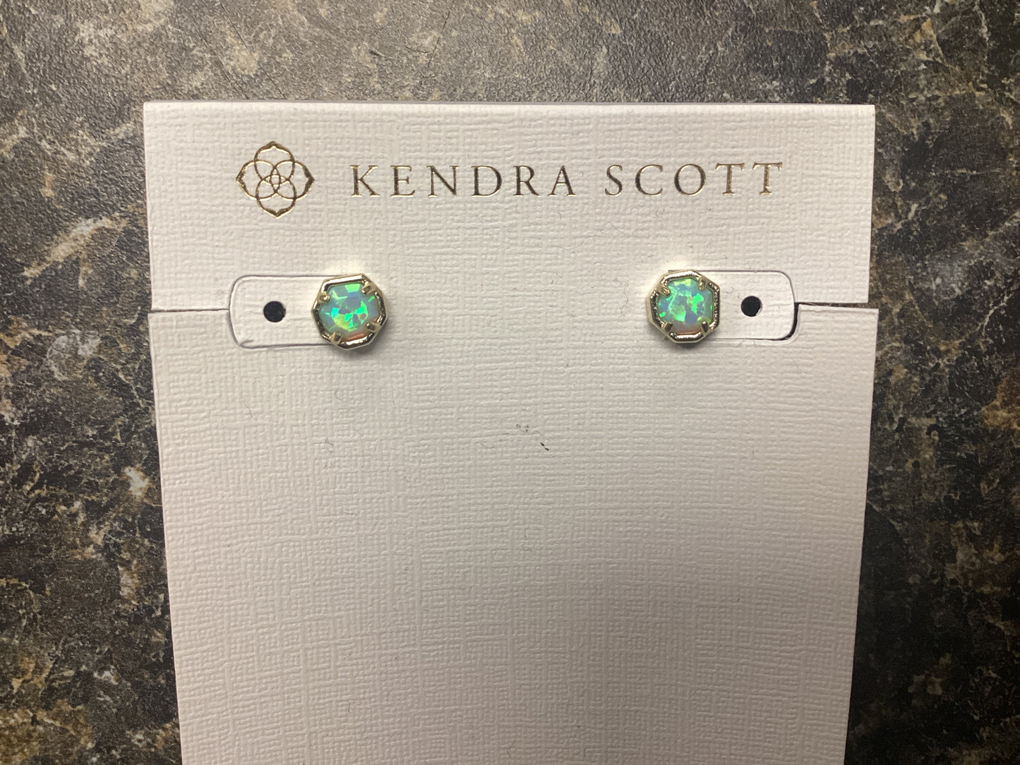 Nola gold angel blue opal stud earrings