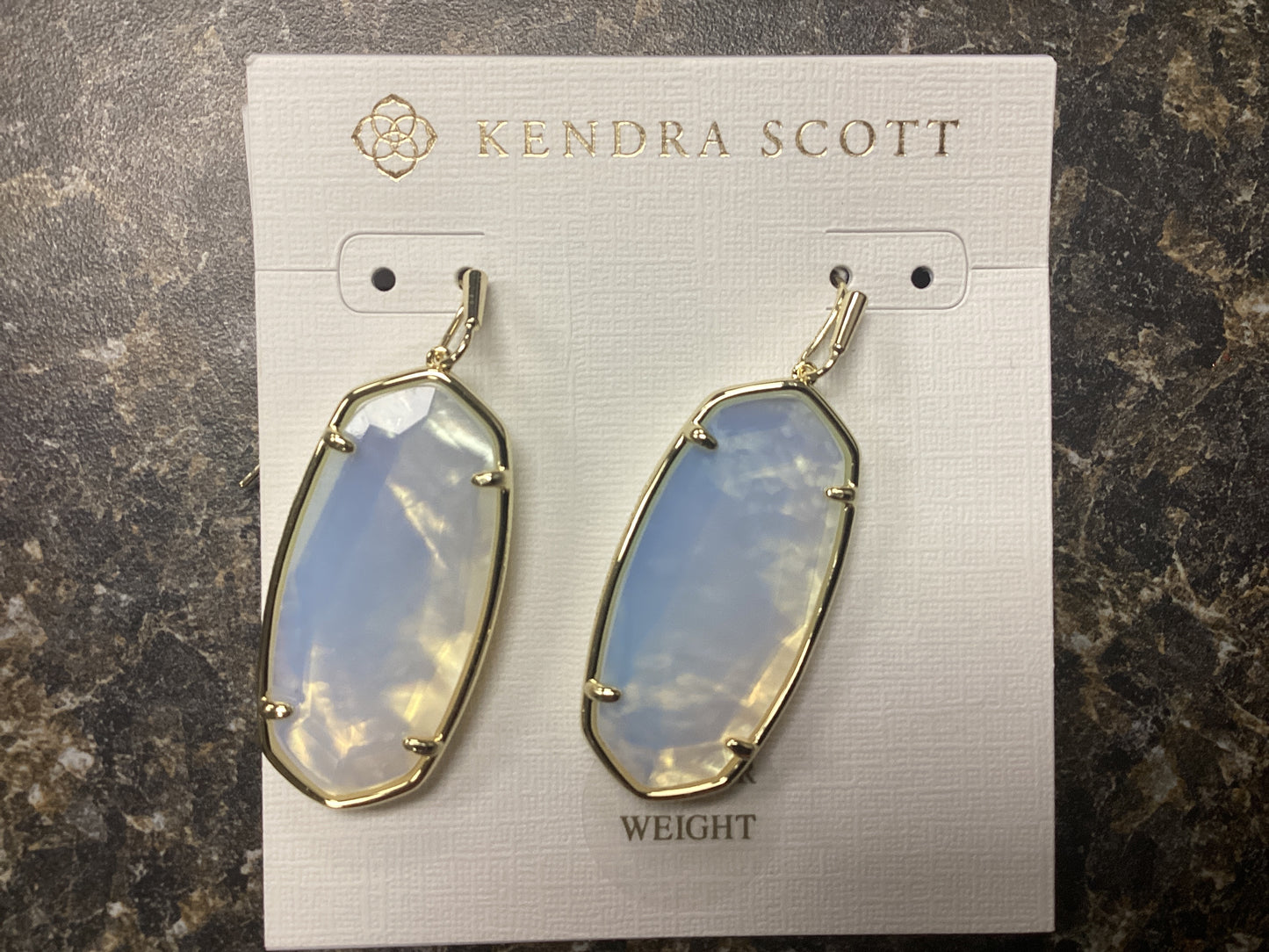 Faceted Elle drop ear gold iridescent opalite illusion