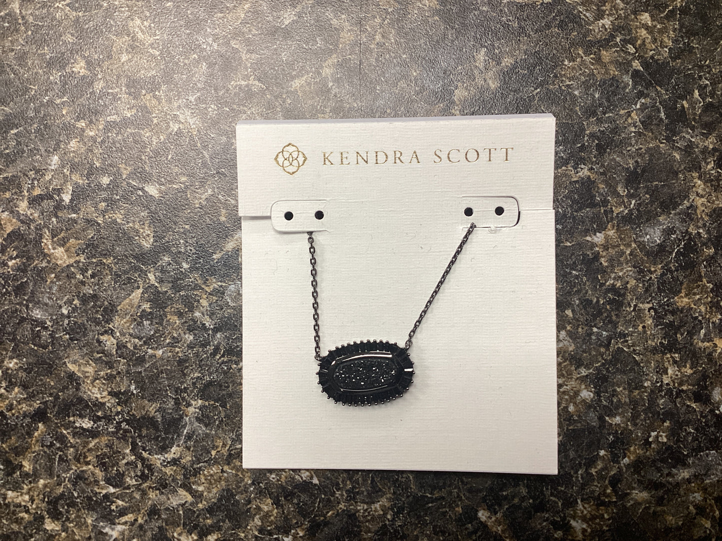 Elisa gunmetal baguette black necklace