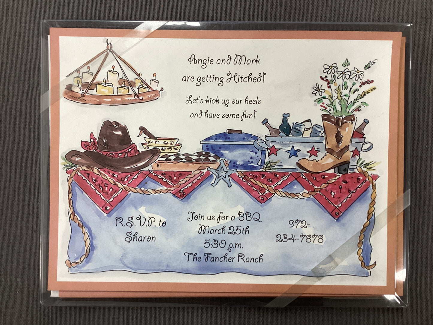 Western Table Invitations pack of 10