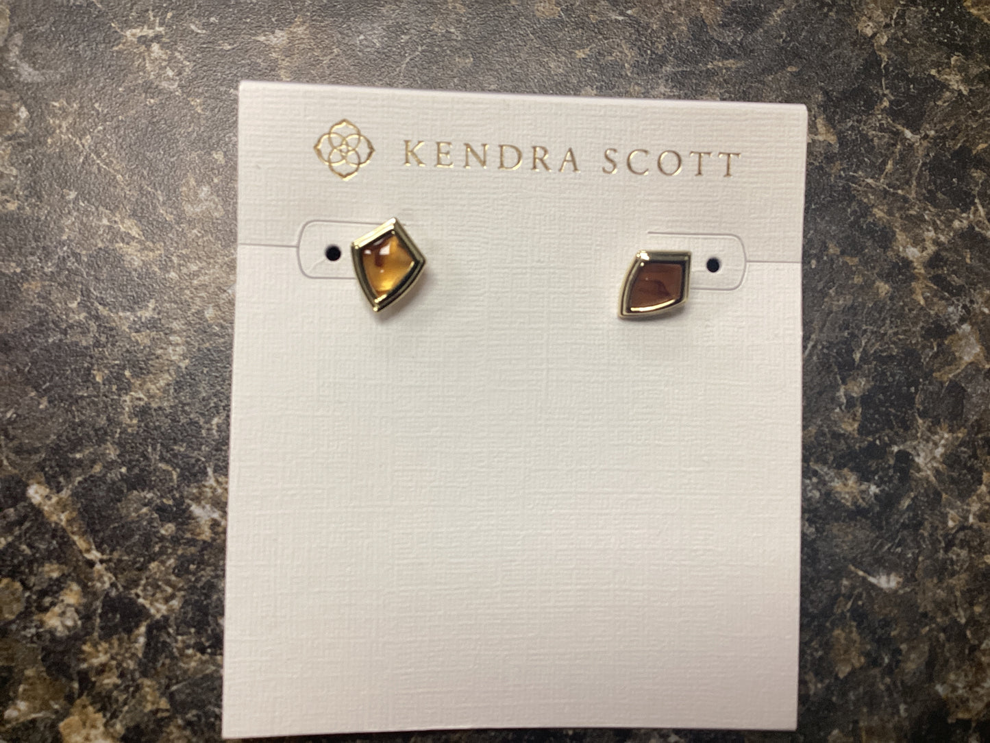 Monica Stud Ear Gold Marbled Amber