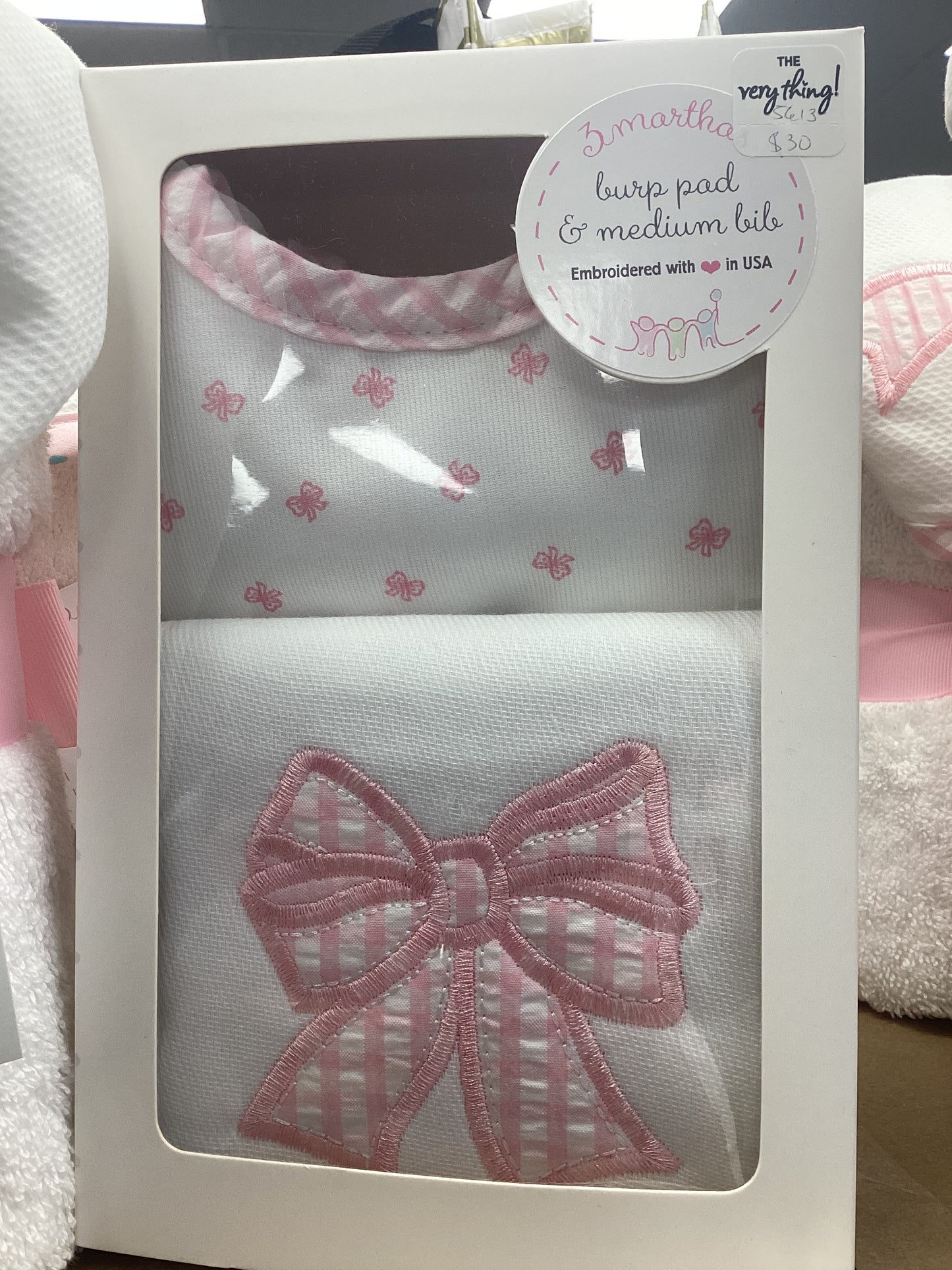 Pink Bow Bib/Burp Set