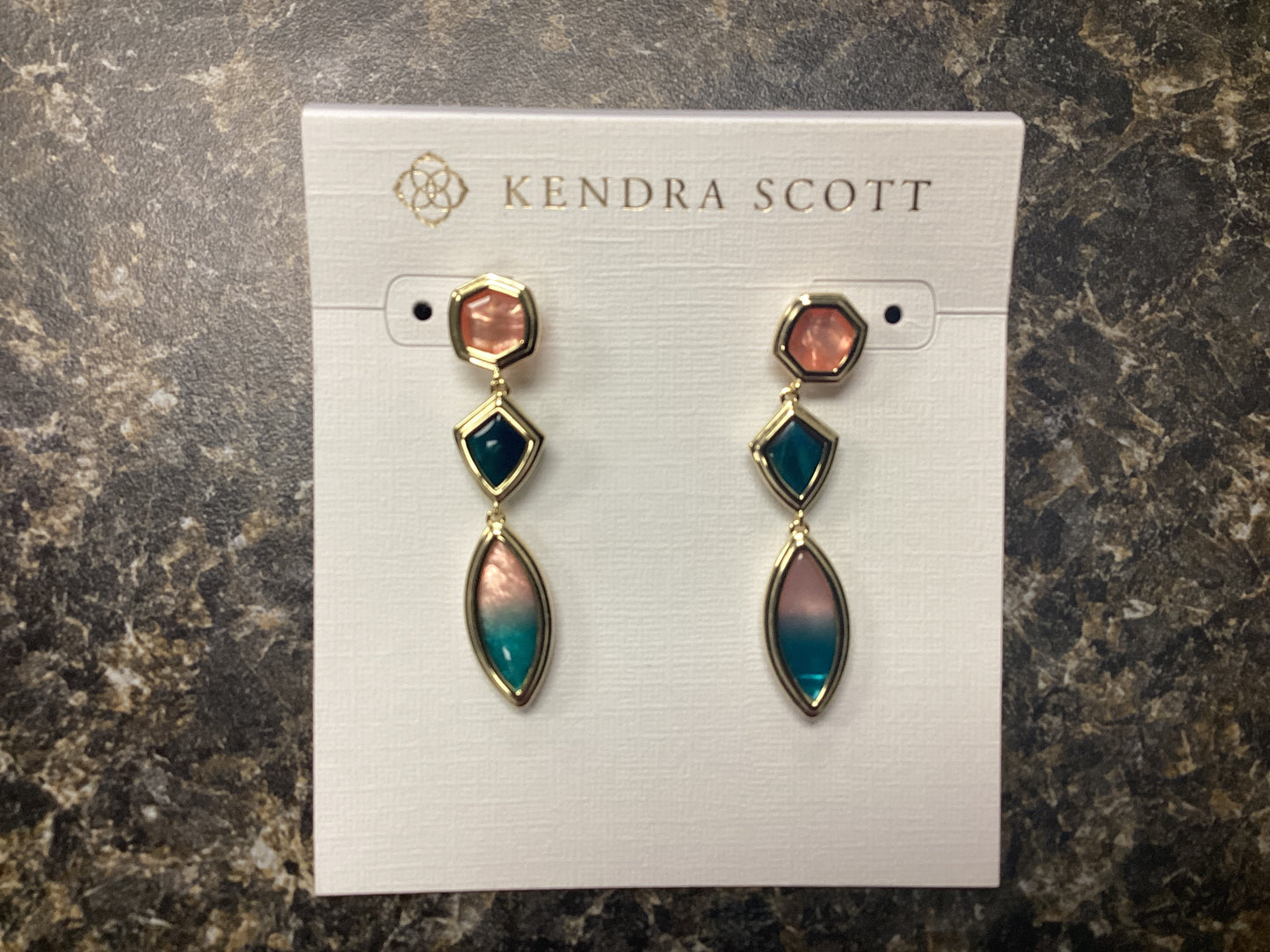 Monica Linear Ear Gold Teal Mix earrings