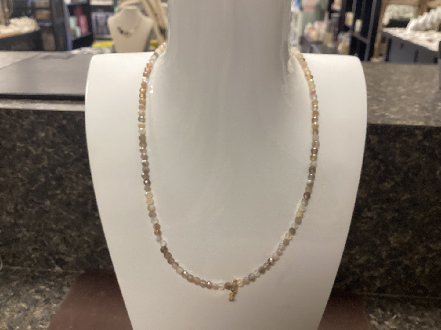 Cross charm gold agate 15" choker necklace
