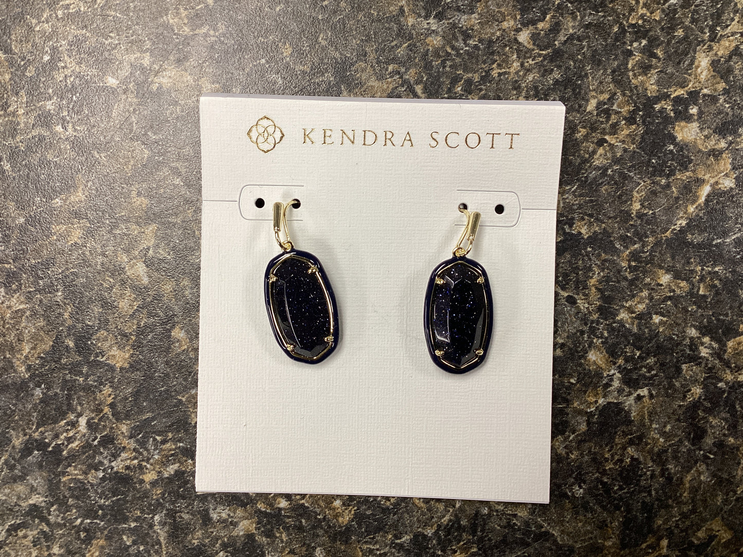 Dani enamel navy goldstone earr