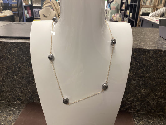 Admire gold grey pearl 15" choker necklace