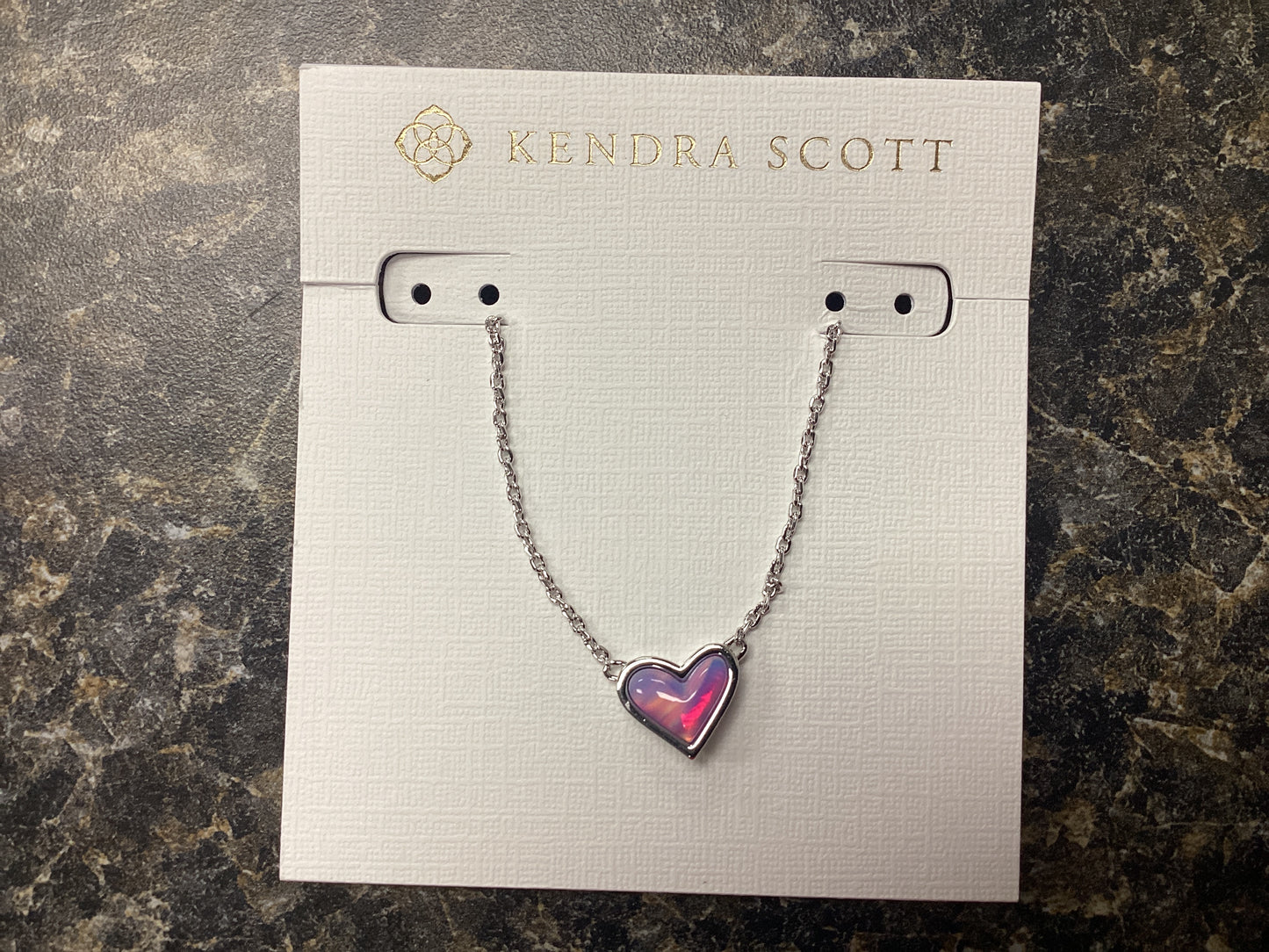 Framed Ari Heart Pendant Necklace Rhod Lilac Oplscnt resin