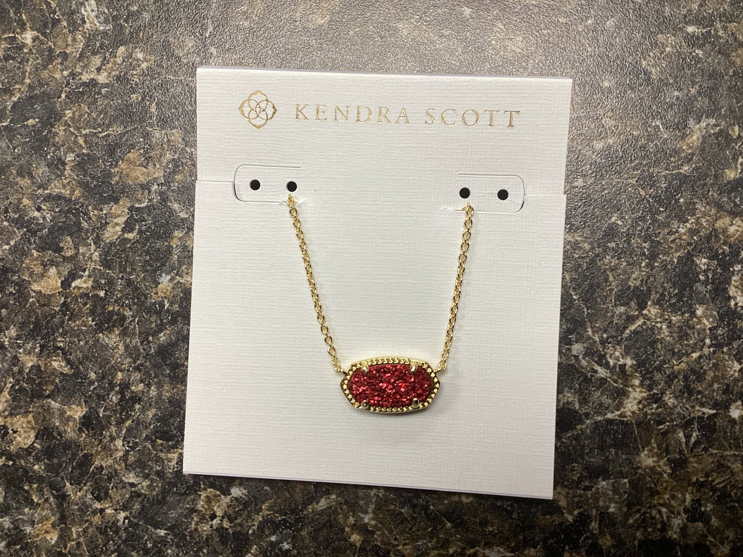 Elisa gold bright red drusy necklace