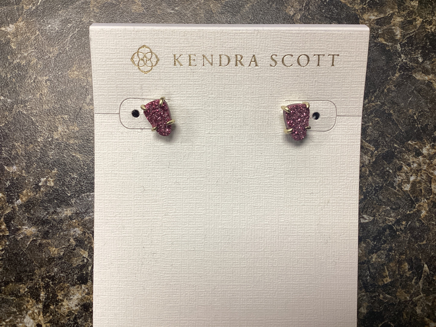 Harriett gold maroon drusy earrings