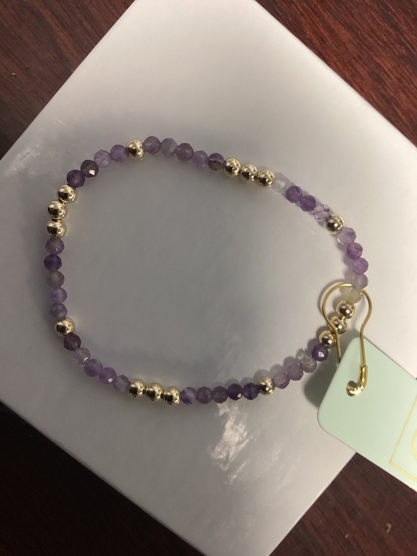 Worthy Pattern 3mm Bead Bracelet AMETHYST