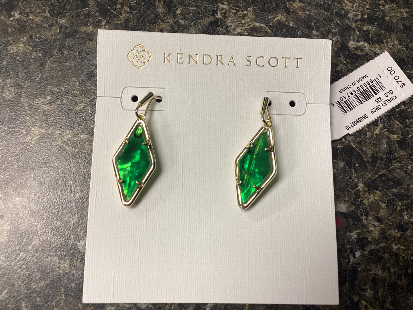 Kinsley drop ear gold Kelly green illusion