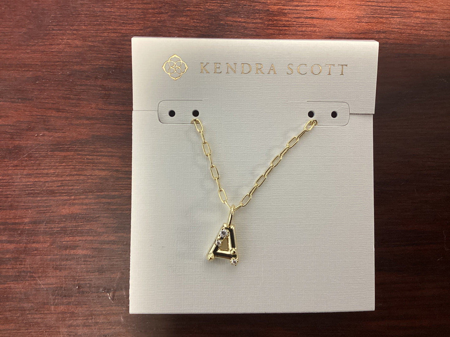 Letter A gold crystal necklace