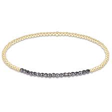 Bliss Silver Faceted Hematite 2mm Gold Bracelet