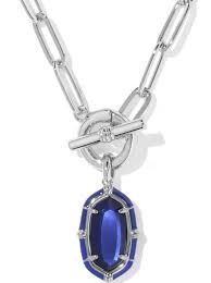 Elisa enamel silver navy pearl necklace