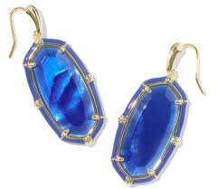 Elle enamel gold cobalt illusion earrings