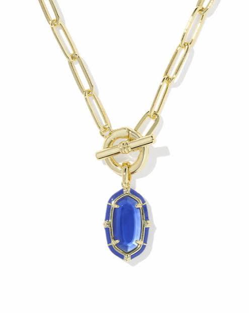 Elisa enamel gold cobalt illusion necklace