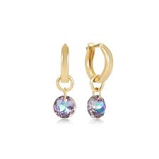 Huggie Gold 0.5" Hoop Earrings Reflection Small Charm June