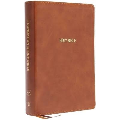 NKJV Foundation Study Bible Large Print Brown Leathersoft Indexed Red Letter