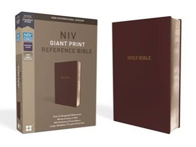 NIV Giant Print Reference Bible Burgundy Leather-Look