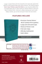 NKJV Bible Turquoise Large Print Thin line Words of Christ in red medallion design