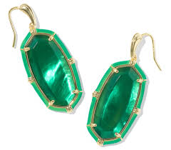 Elle enamel gold emerald illusion earrings