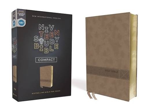 Bible NIV Teen Study Compact Brown leather soft