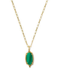 Dani Step gold Green Malachite Long Necklace