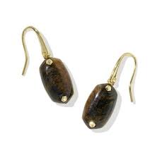 Lee riveted gold brown hawks eye earrings