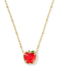Apple Short Pendent Necklace Gold Red Illusion