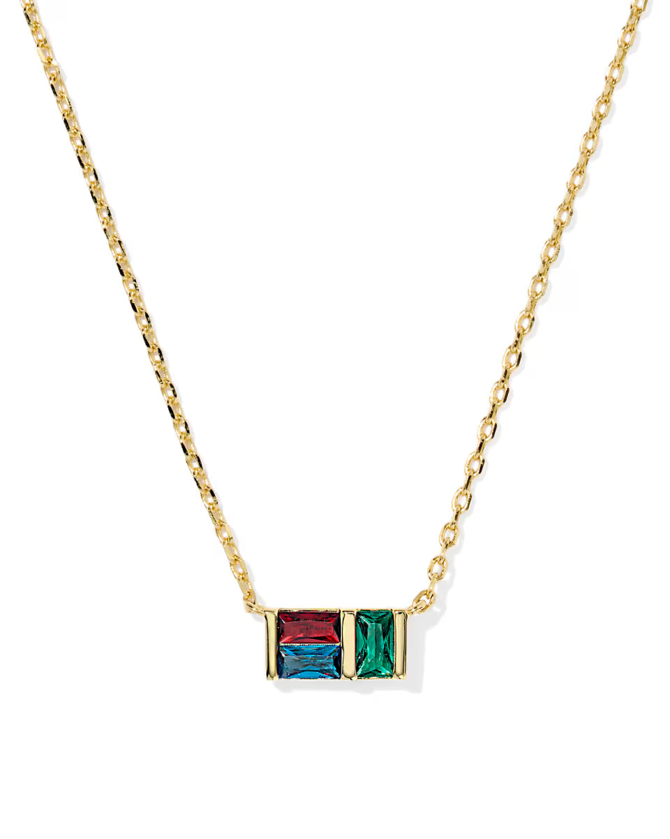 Jamie Short Pendent Necklace Gold Multi Mix