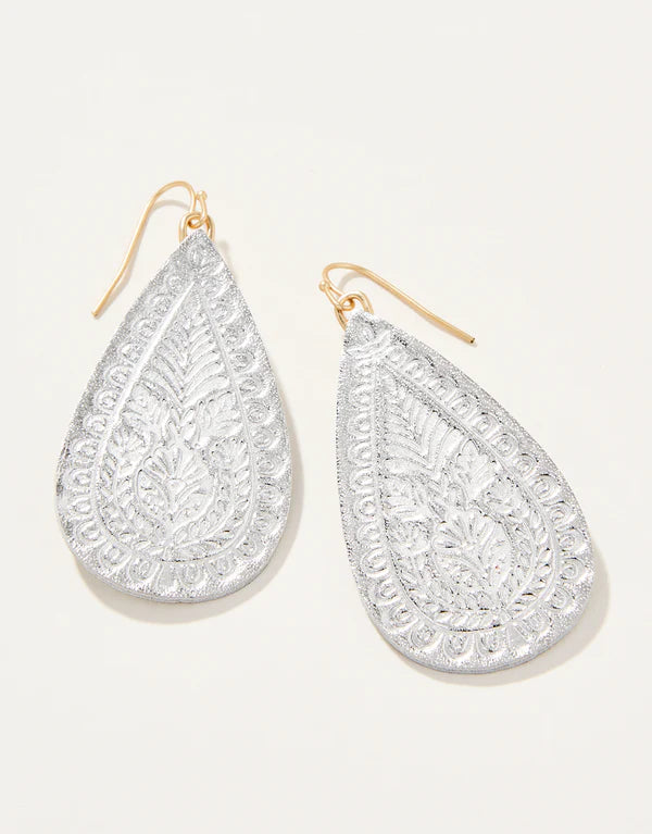 Penelope silver leather earring