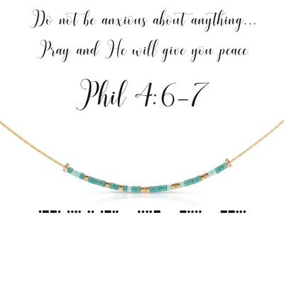 Phil 4:6-7 morse code necklace