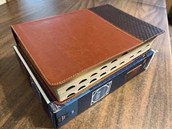 Bible NIV Study Bible 2 tone Brown leather soft, Lay Flat Red Letter Large Print