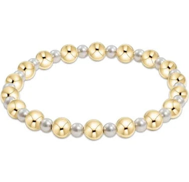 Pearl Grateful Pattern 4mm beaded gold 6mm bracelet