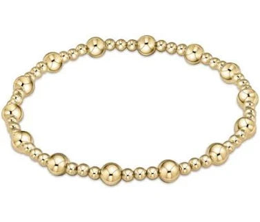 Classic Sincerity Pattern 5mm Beaded Bracelet - gold