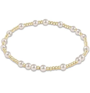 Hope Unwritten 4mm Beaded Gold Bracelet - Pearl