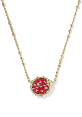 Ladybug gold red magnesite necklace