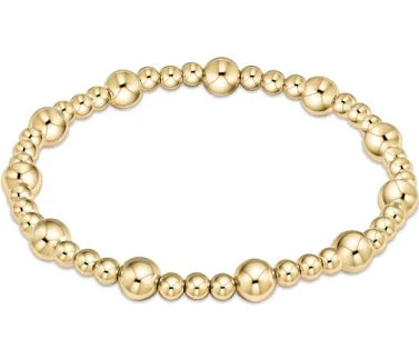 Classic Sincerity Pattern 6mm Beaded Bracelet - gold