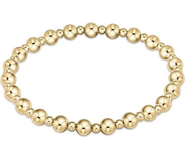 Classic Grateful Pattern 5mm Beaded Bracelet - gold