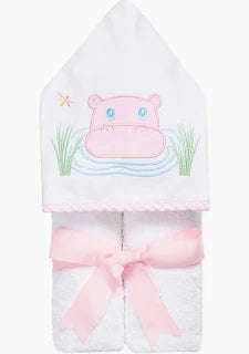 Pink Hippo Hooded Towel