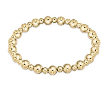 Classic Grateful Pattern 6mm Beaded Bracelet - Gold